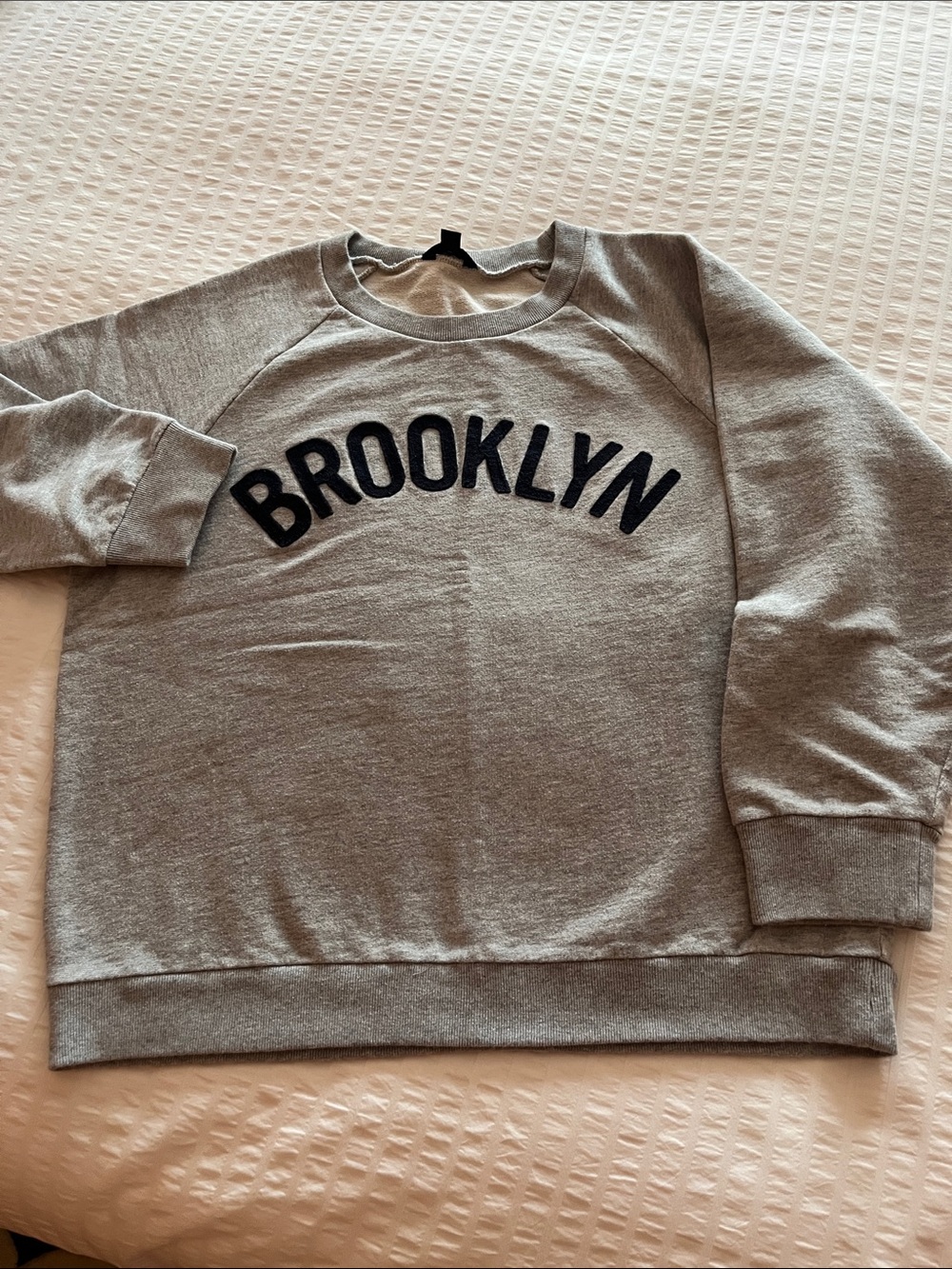 J. Crew Gray Crewneck Sweatshirt with 'BROOKLYN' Chest Lettering